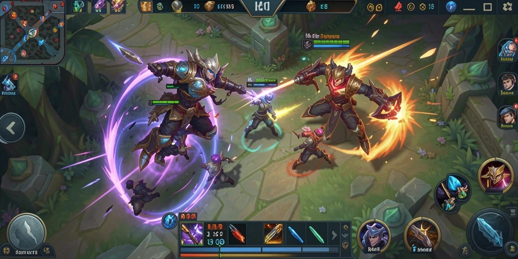 Tangkapan layar menampilkan pertempuran epik dalam game MOBA.