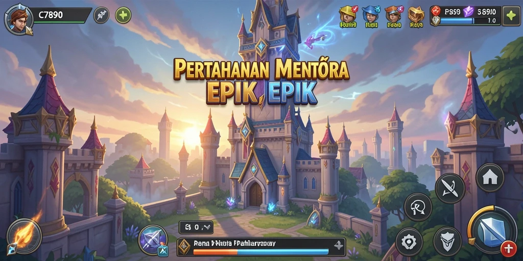 Tangkapan layar menampilkan aksi seru dalam game Tower Defense C7890.