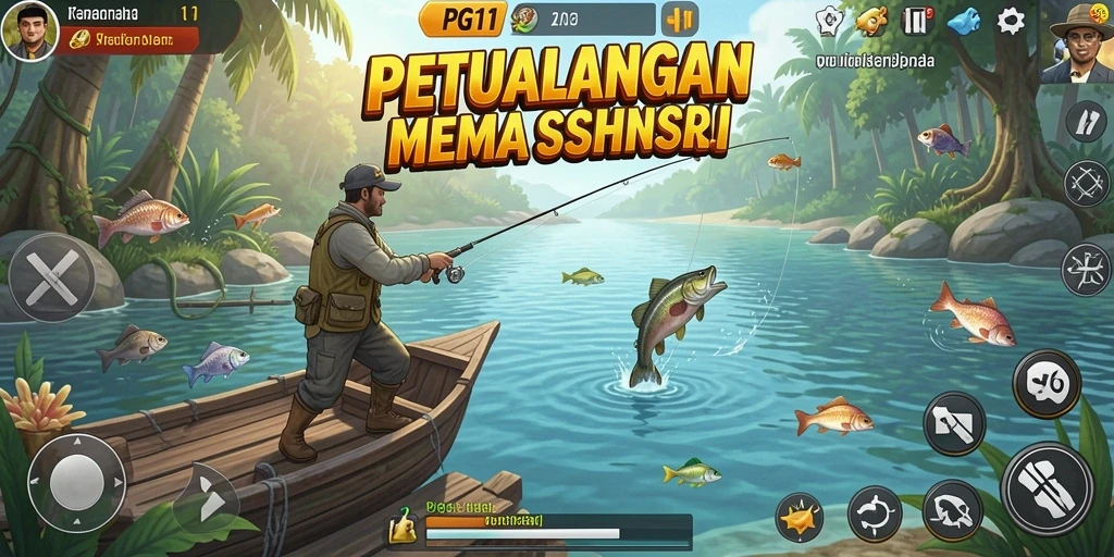 Screenshot PG11 menampilkan momen mendebarkan saat menangkap ikan besar.