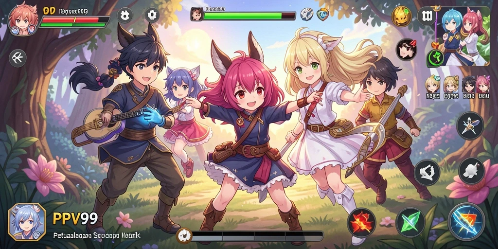 Tampilan gameplay menarik dari PPV99 dengan karakter Anime yang beraksi.