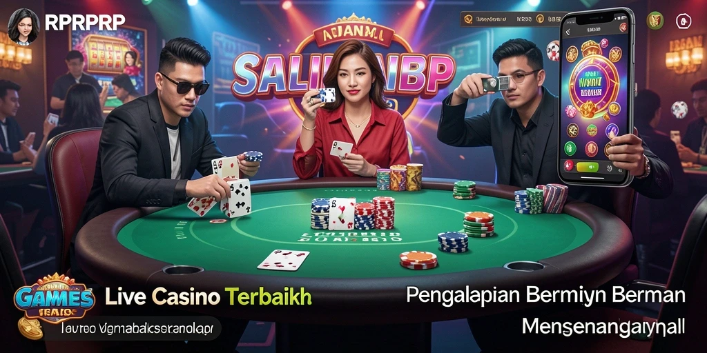 Screenshot gameplay RPRPRP menampilkan dealer langsung dengan suasana kasino yang hidup.