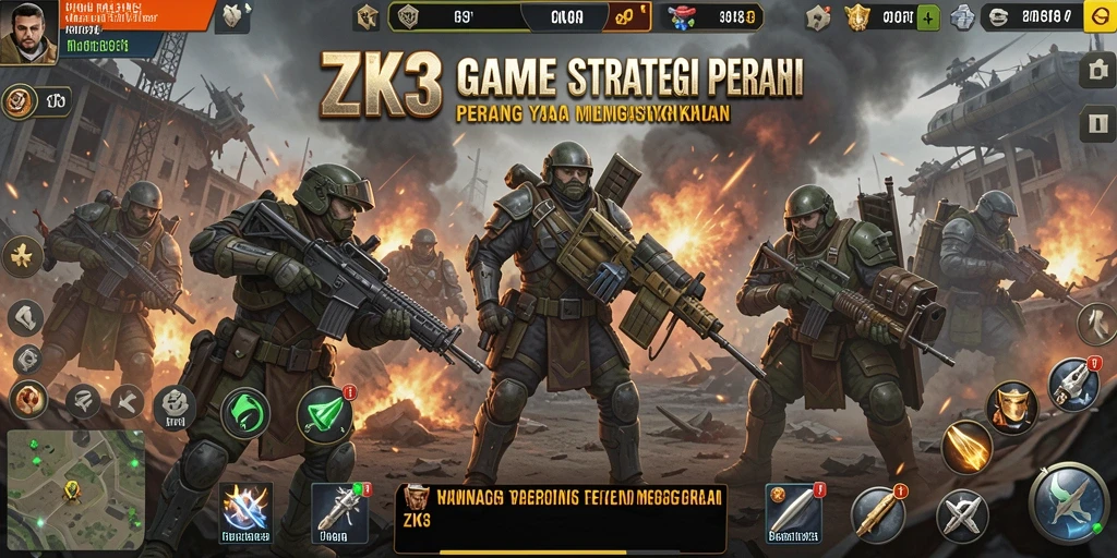 Tangkapan layar utama ZK3 menampilkan pertempuran epik strategi yang mendebarkan.
